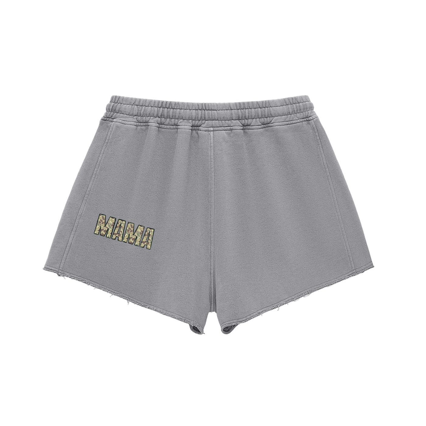 Snow Washed Raw Edge Drawstring Shorts